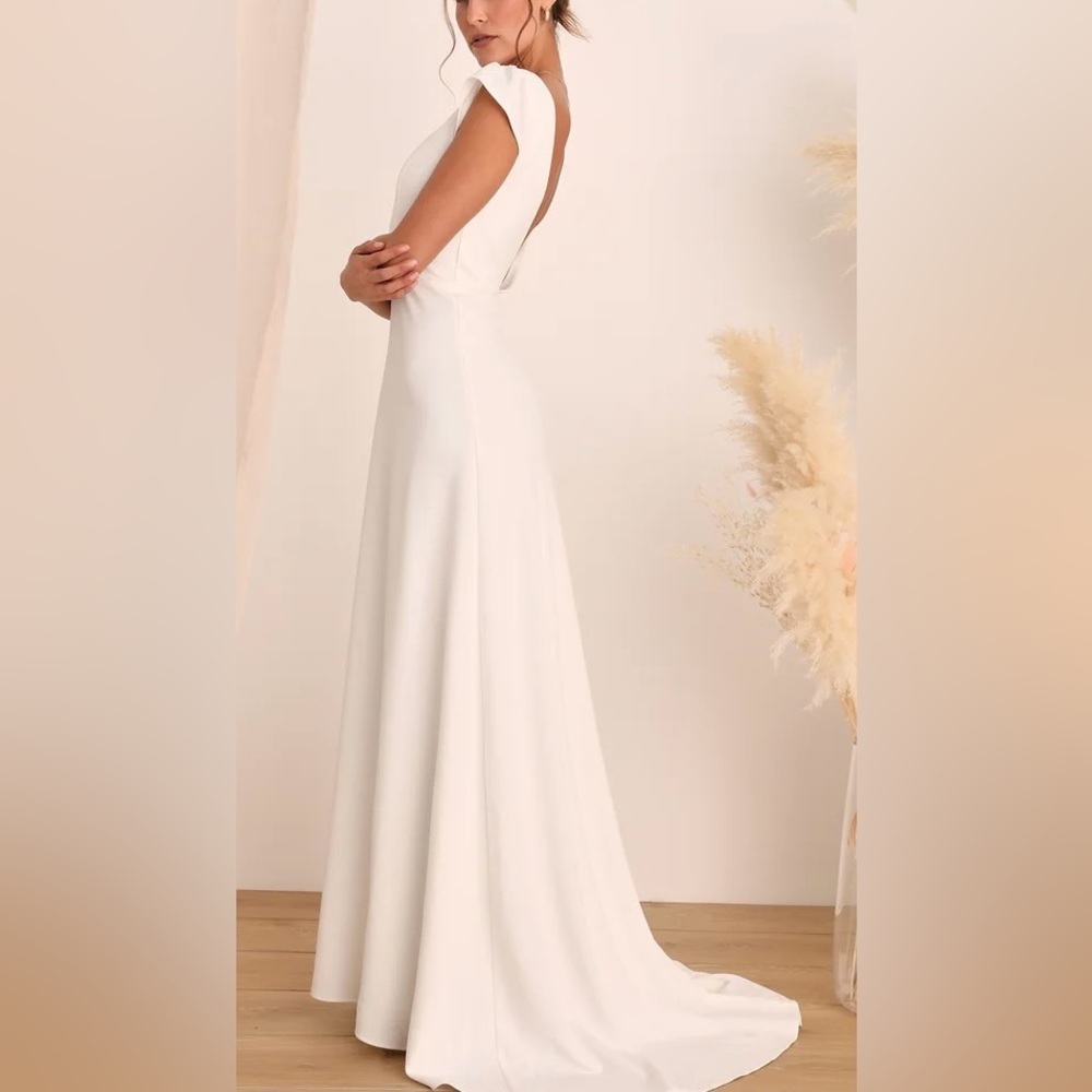 Lulus XL Melora White Sleeveless Wedding Open Back Bridal Dress #0518